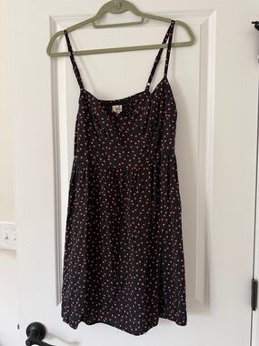 Black Poppy Blue Mini Dress with Coral Triangle Print